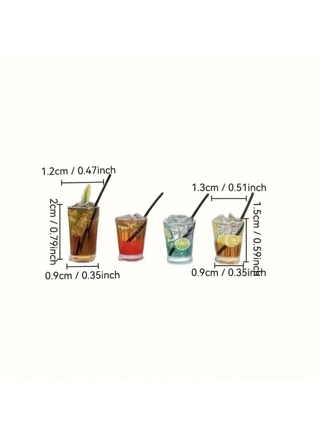 Set Of 4 Resin Miniature Car Dashboard Cup Ornaments With Adhesive Backing - Image 3